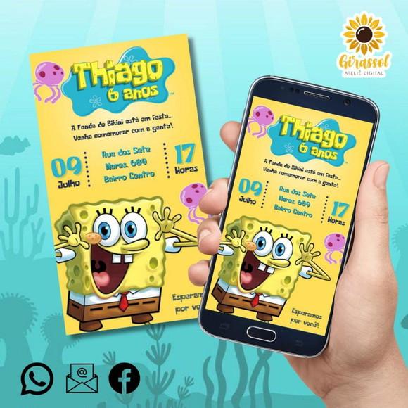 Convite Digital Bob Esponja Amarelo 2