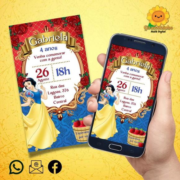 Convite Digital Branca de Neve