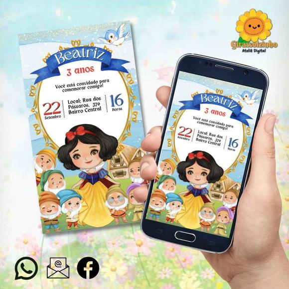 Convite Digital Branca de Neve Baby