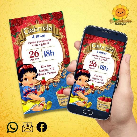 Convite Digital Branca de Neve Baby/ Cute
