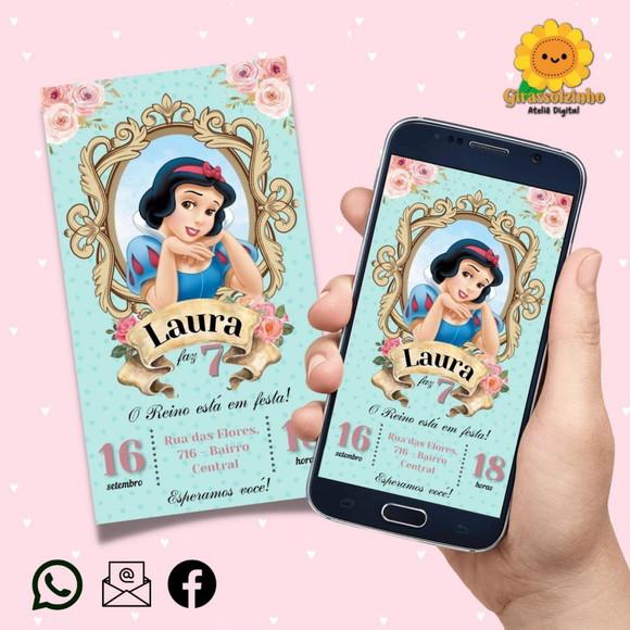 Convite Digital Branca de Neve Vintage