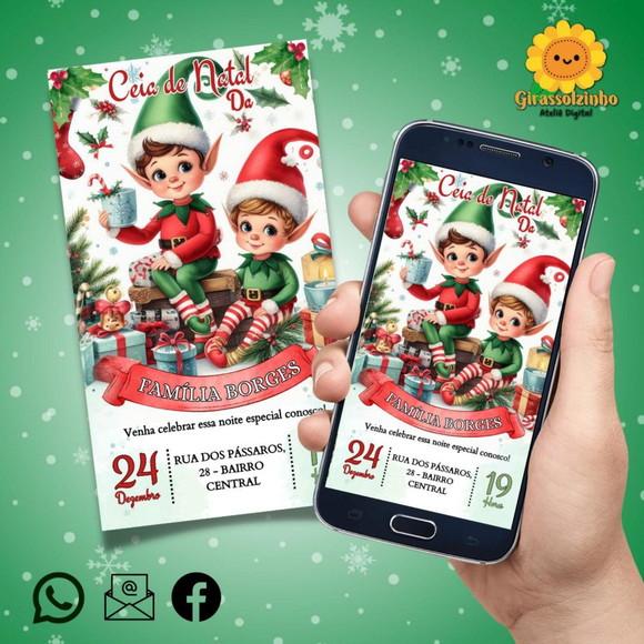 Convite Digital Ceia de Natal Duendes