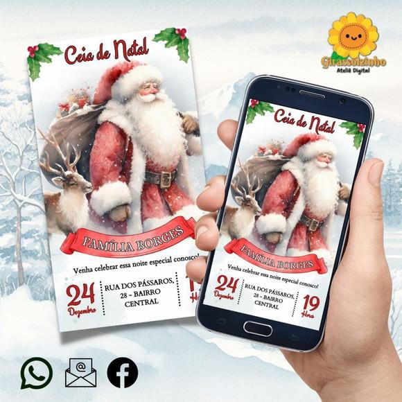 Convite Digital Ceia de Natal Papai Noel