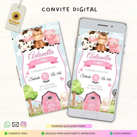 Convite Digital Fazendinha Rosa