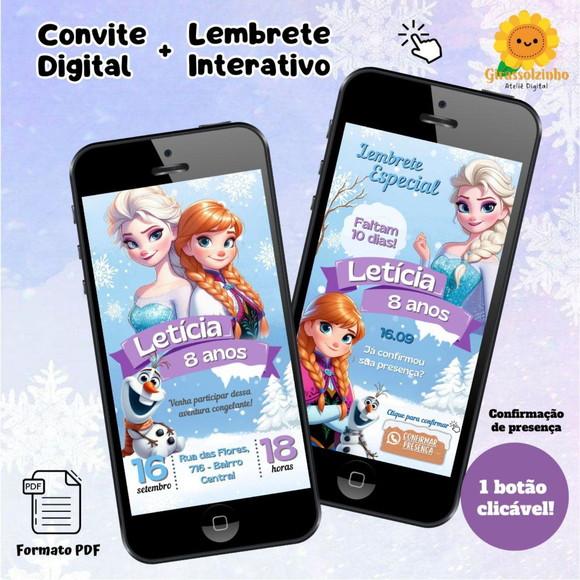 Convite Digital Frozen + Lembrete Interativo