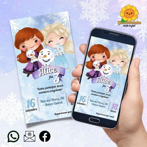 Convite Digital Frozen Baby Aquarela