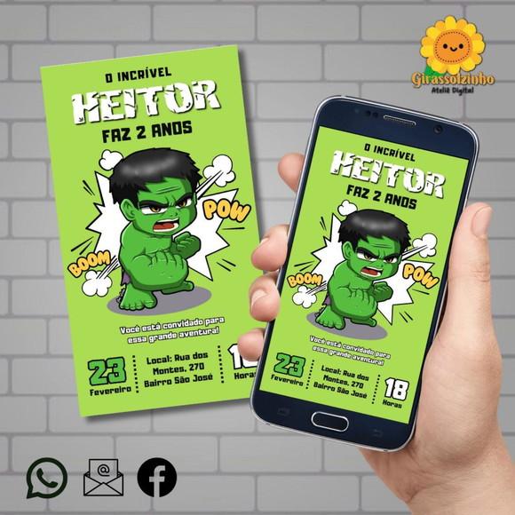 Convite Digital Hulk Cute/ Baby