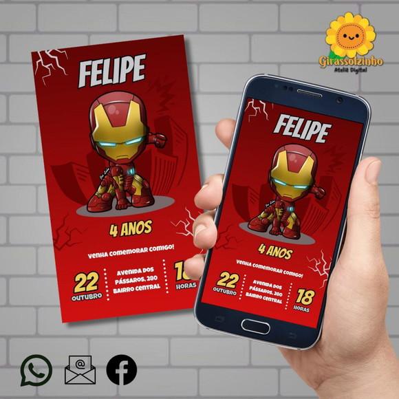 Convite Digital Homem de Ferro Cute/baby