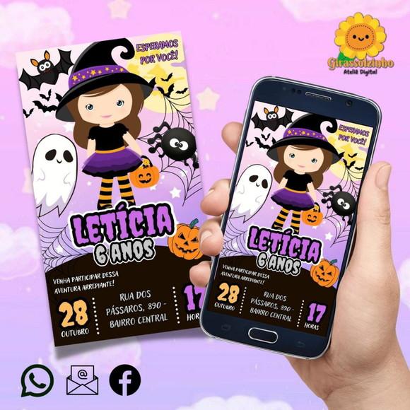 Convite Digital Halloween Cute (menina)