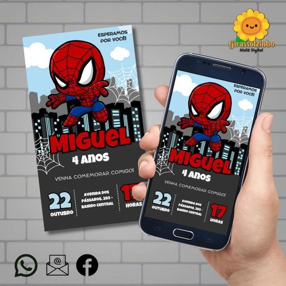 Convite Digital Homem Aranha Cute/ Baby