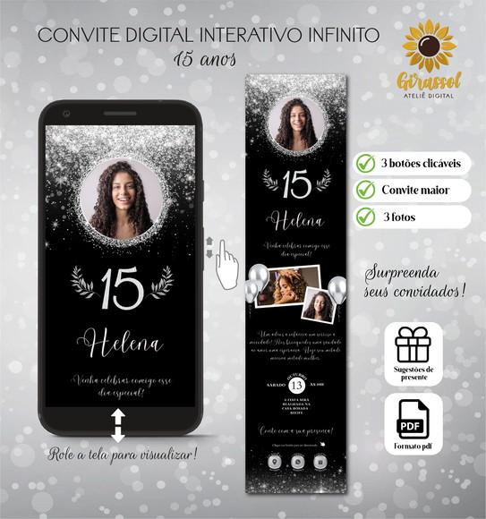 Convite Digital Interativo 15 Anos Prata 2 (3 Fotos)