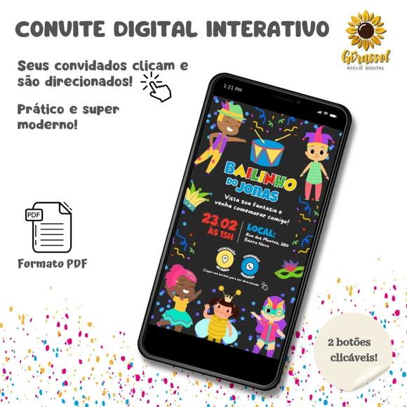 Convite Digital Interativo Carnaval