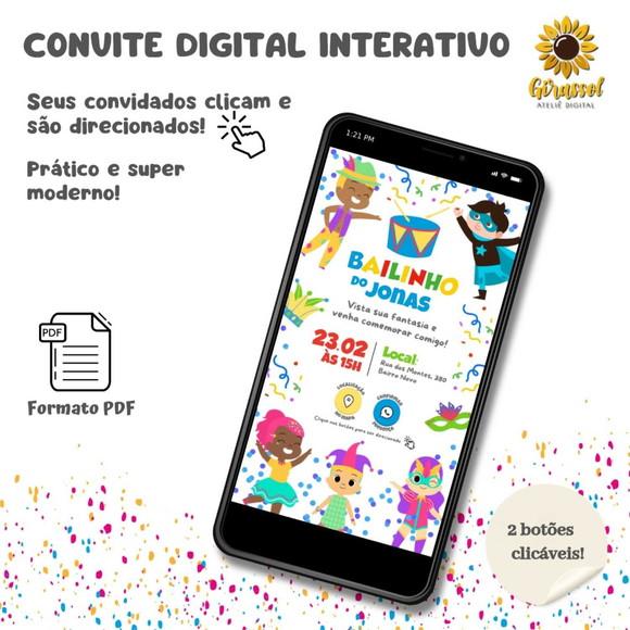 Convite Digital Interativo Carnaval