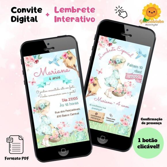 Convite Digital Jardim Encantado + Lembrete Interativo