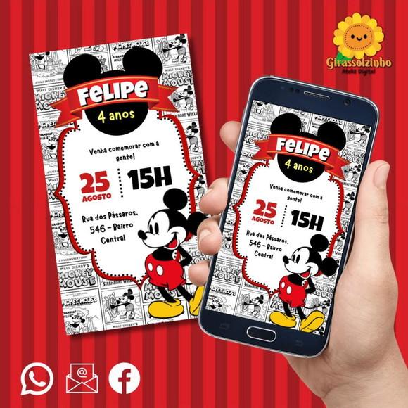 Convite Digital Mickey Antigo