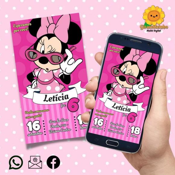 Convite Digital Minnie Rosa