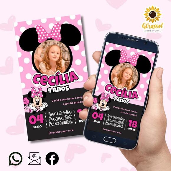Convite Digital Minnie Rosa (com Foto)