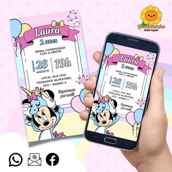 Convite Digital Minnie Unicórnio