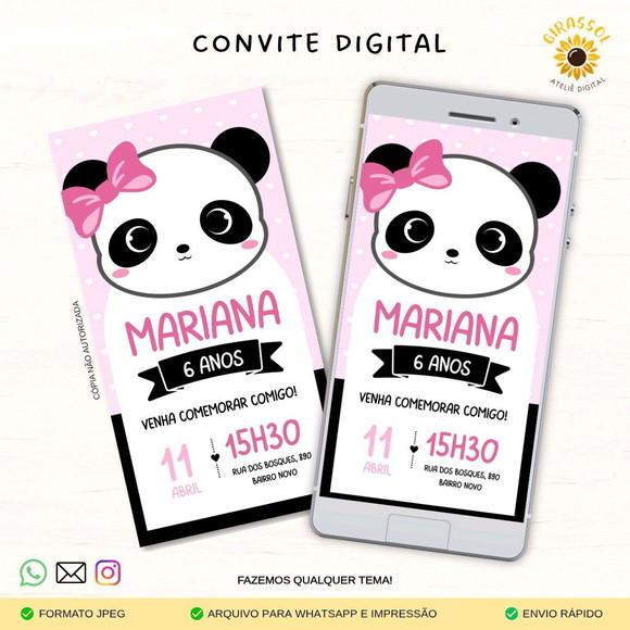 Convite Digital Panda Menina