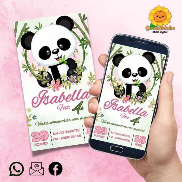 Convite Digital Panda Menina