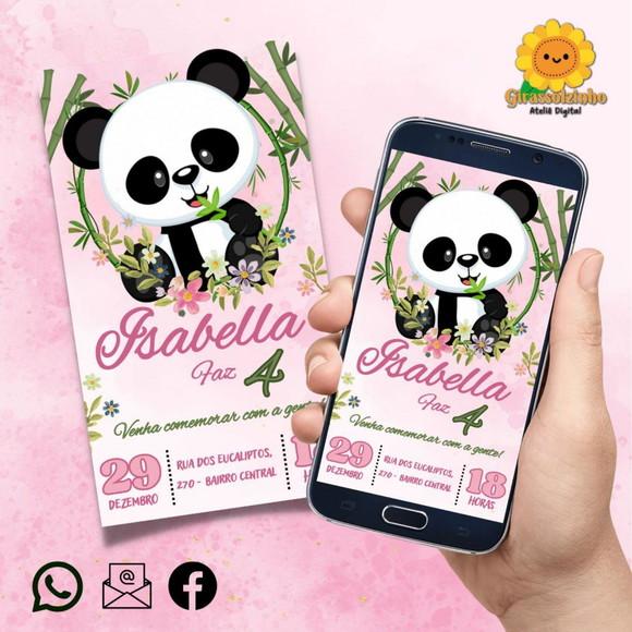 Convite Digital Panda Menina