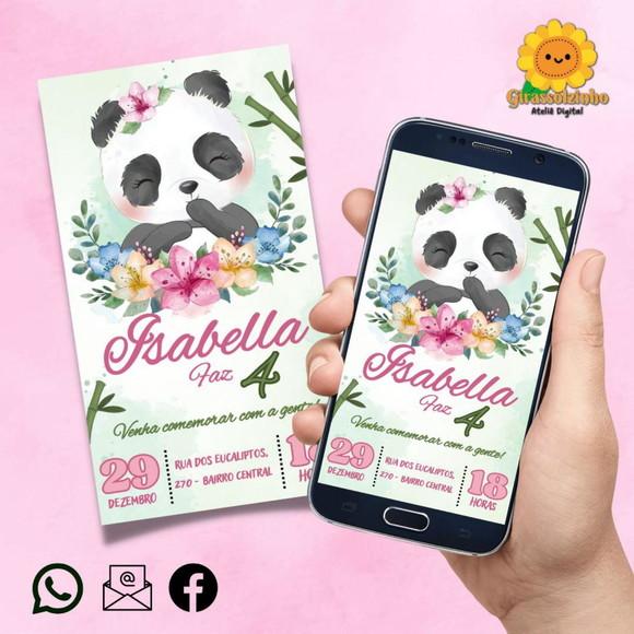 Convite Digital Panda Menina