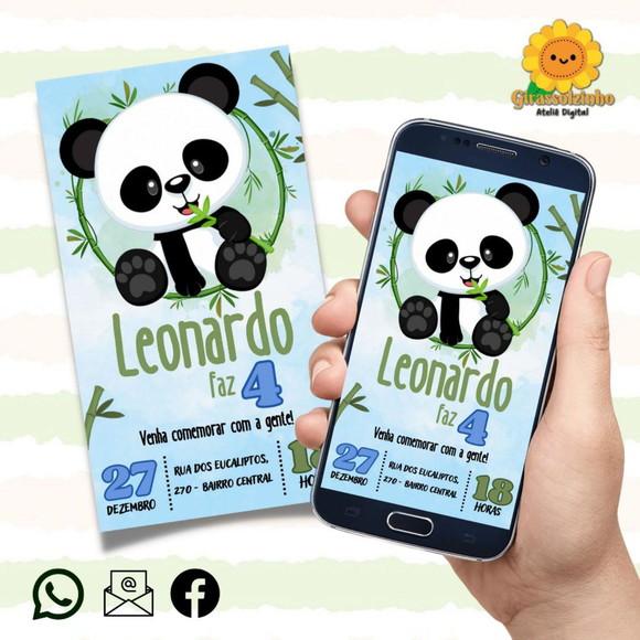 Convite Digital Panda Menino