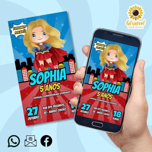 Convite Digital Super Girl Baby (loira)