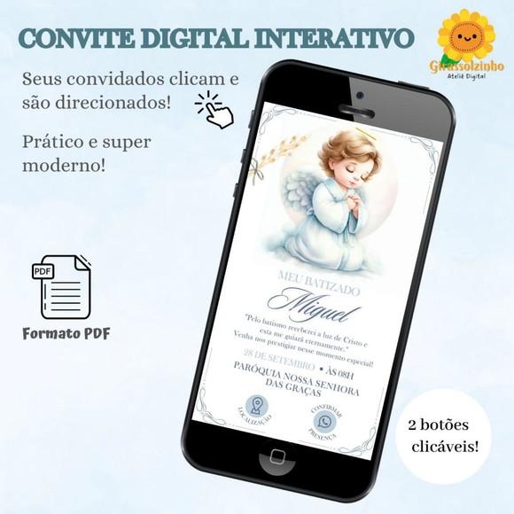 Convite Interativo Batizado Menino Anjinho