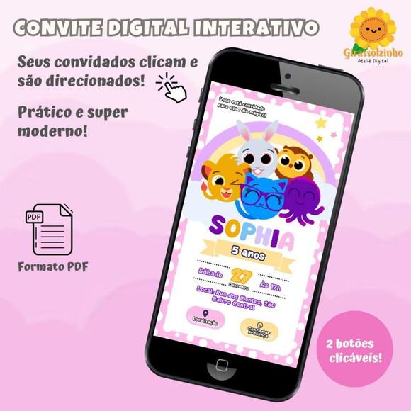 Convite Interativo Bolofofos (menina)