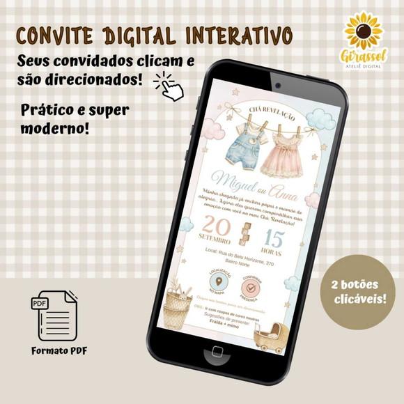 Convite Interativo Chá Revelação Boho