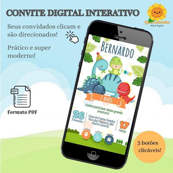 Convite Interativo Dino Baby