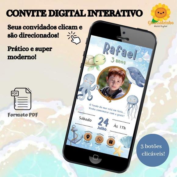 Convite Interativo Fundo do Mar (com Foto)