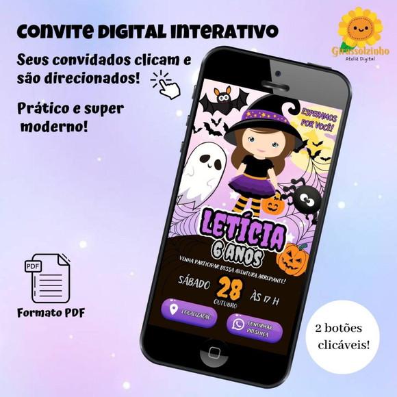 Convite Interativo Halloween Cute (menina)