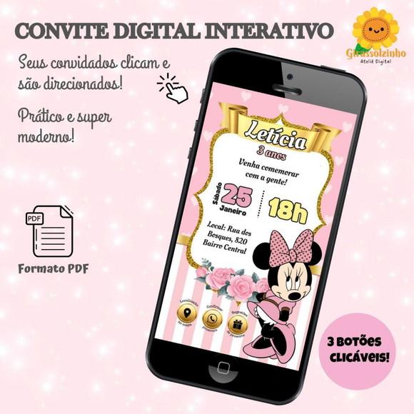 Convite Interativo Minnie Rosa
