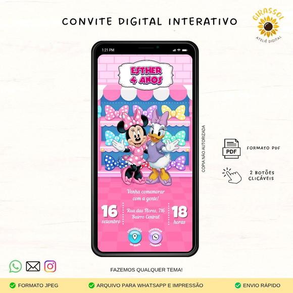 Convite Interativo Minnie Rosa Laços