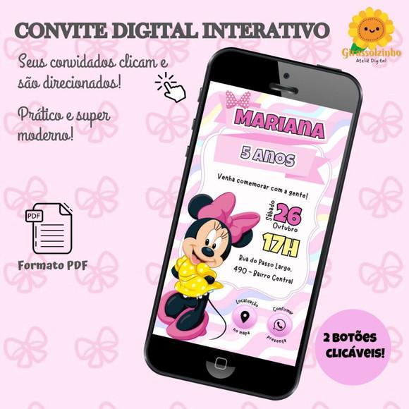 Convite Interativo Minnie Rosa