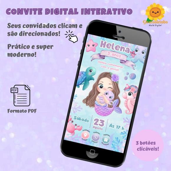 Convite Interativo Sereia Cute