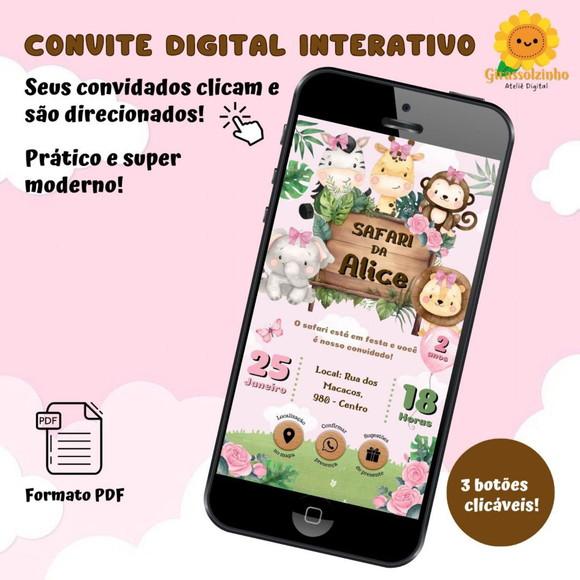 Convite Interativo Safari Rosa