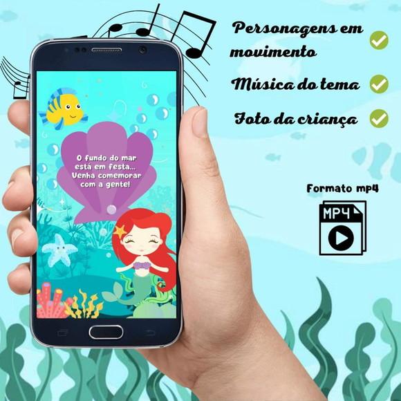 Convite Virtual Animado Ariel Cute (2 Fotos)