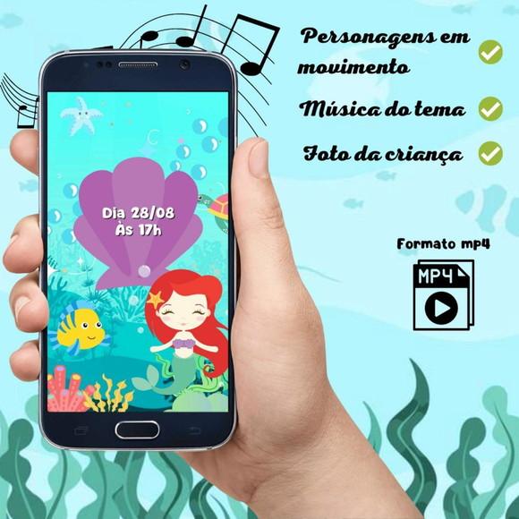 Convite Virtual Animado Ariel Cute (2 Fotos)
