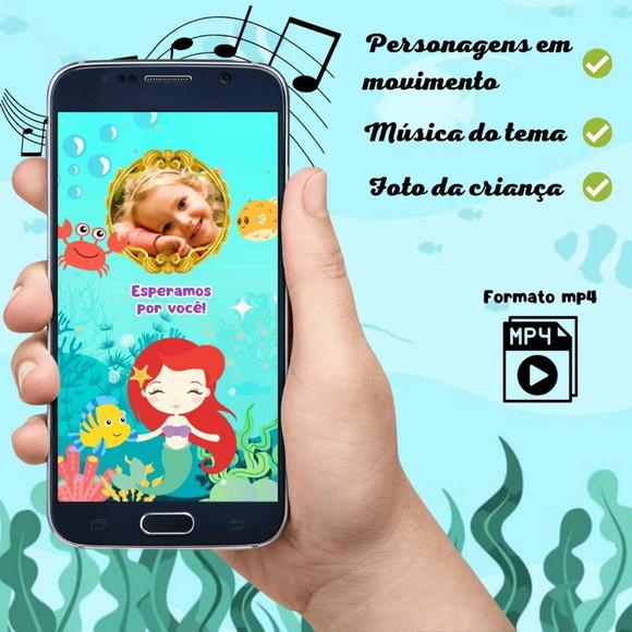 Convite Virtual Animado Ariel Cute (2 Fotos)