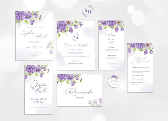 Identidade Visual Casamento Floral Lilás