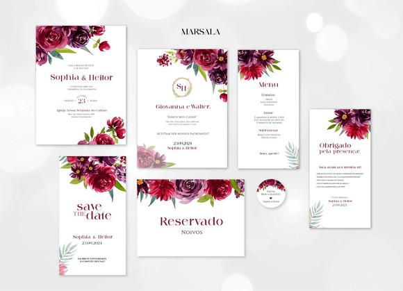 Identidade Visual Casamento Floral Marsala