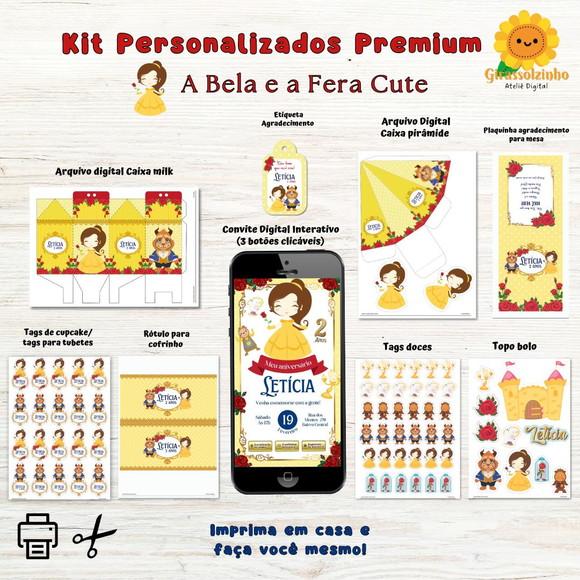 Kit Festa Infantil Digital a Bela e a Fera Cute