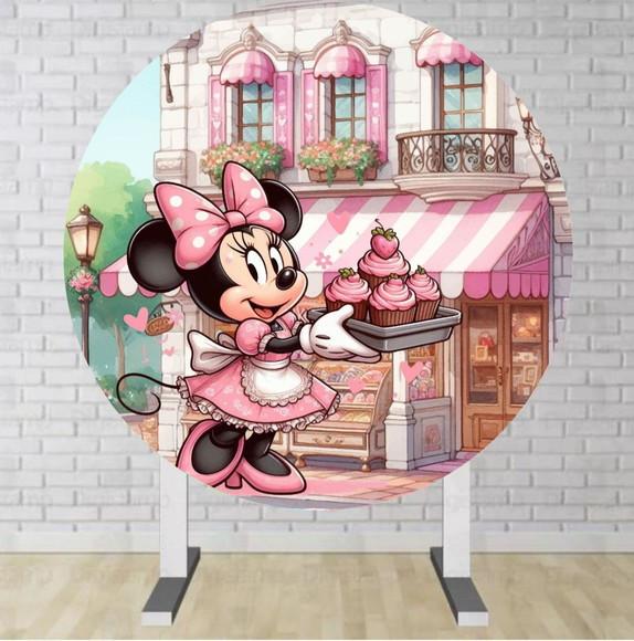 Painel Redondo Minnie Confeiteira (arquivo Digital) 1,50m