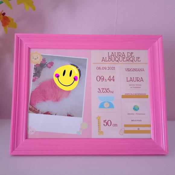 Quadro De Nascimento Do Bebê (menina)