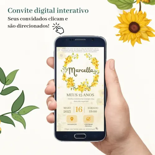 Convite 15 Anos Interativo Amarelo