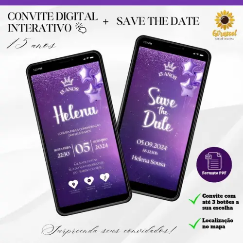 Convite 15 Anos Interativo + Save The Date Universo