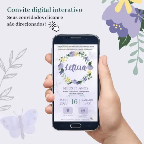 Convite 15 Anos Interativo Lilás
